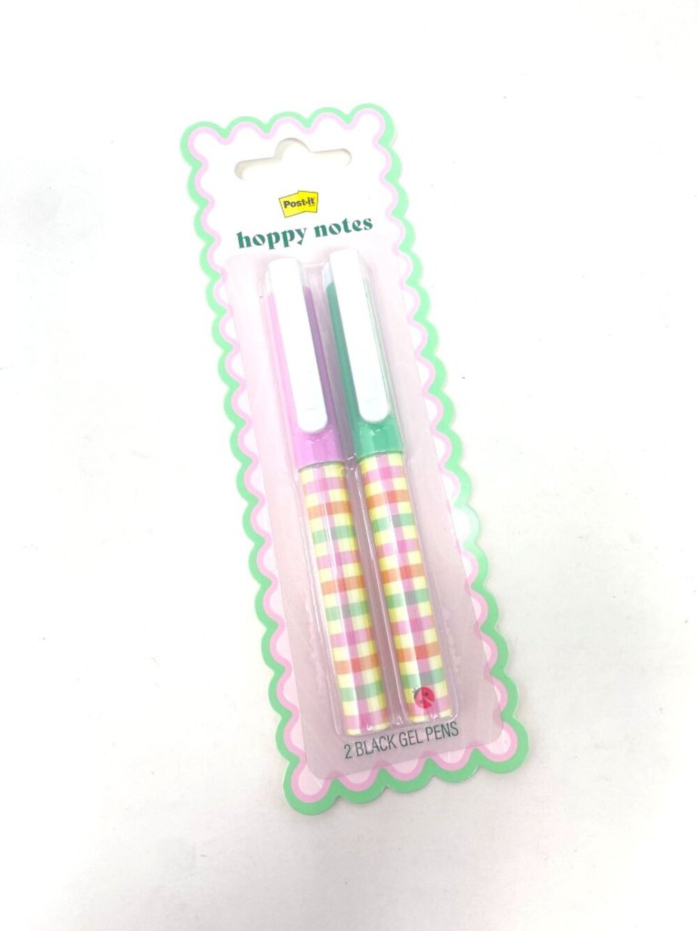Post-it 2 Pack Pastel Gingham Patterned Gel Pens Black Ink Springtime Gift - Picture 4 of 9